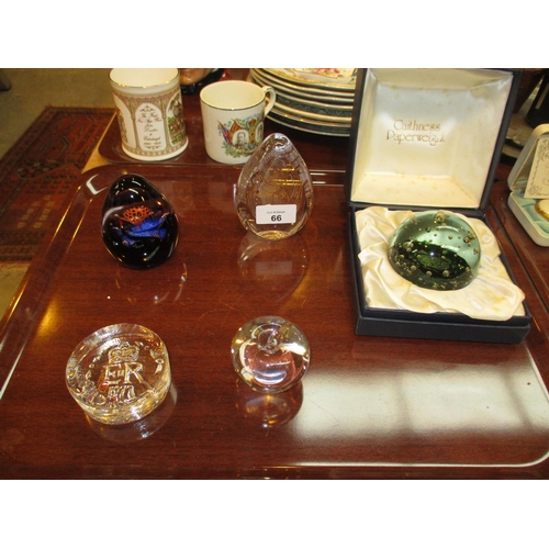 66 - Two Caithness Paperweights and 3 Others