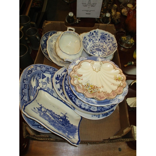 69 - Pair of MacIntyre Shell Moulded Dishes, Royal Doulton Norfolk Dish and Other Pottery