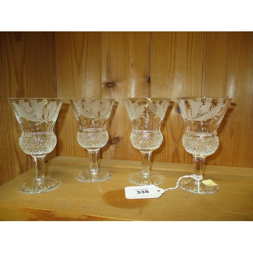 338 - Set of 4 Edinburgh Crystal Thistle Sherry Glasses, 11.5cm