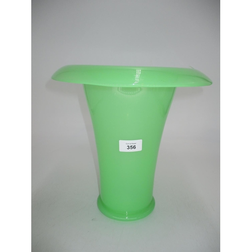 356 - Green Glass Trumpet Shape Vase, 28cm