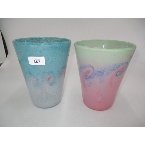 357 - Two Vasart Glass Vases, 20cm