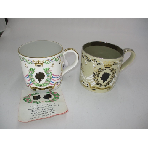 368 - Two Wedgwood Commemorative Mugs by Designed by Richard Guyatt Queen Elizabeth II Silver Wedding 1972... 