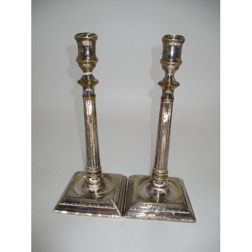 369 - Pair of Silver Plated Candlesticks, 26cm