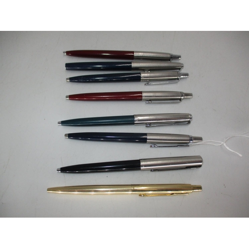 376 - Parker Rolled Gold Ballpoint Pen and 7 Other Parker Pens