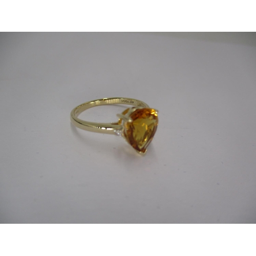 395 - 9ct Gold Citrine and Diamond Ring