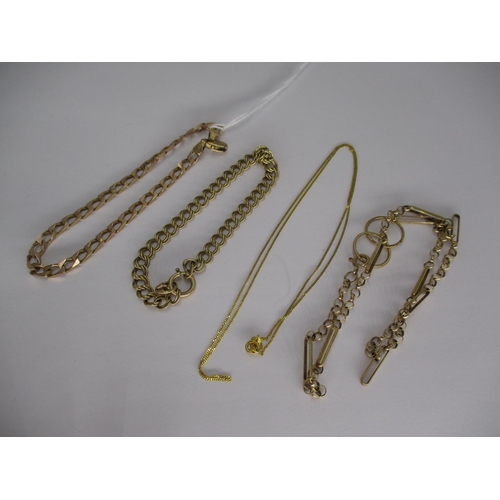 413 - Two 9ct Gold Necklaces and 2 9ct Gold Bracelets, 16.64g total