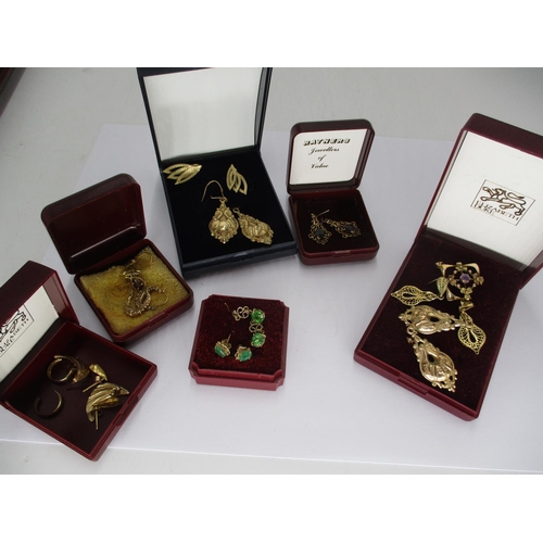 415 - Pair of 9ct Gold and Garnet Set Ear Drops, Various Other Earrings and Part Pendant