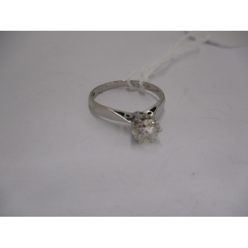 420 - Diamond Solitaire Ring Set in White Metal, diamond approx 0.6ct