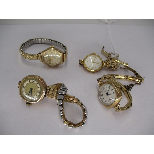 424 - Four Ladies 9ct Gold Watches