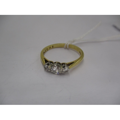 434 - 18ct Gold 3 Stone Diamond Ring, total diamond weight 0.34ct approx, 3.08g, Size P