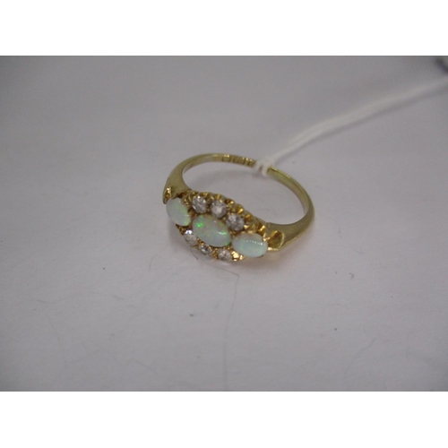 436 - Edwardian 18ct Gold 9 Stone Opal and Diamond Cluster Ring, 2.9g, Size O