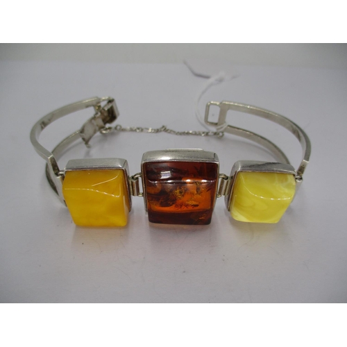 449 - Silver and Amber Bangle