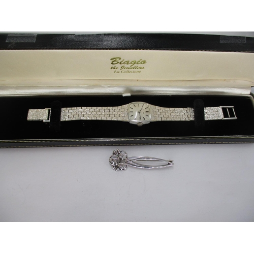 454 - Silver Rennie Mackintosh Brooch and a Ladies Bulova Watch