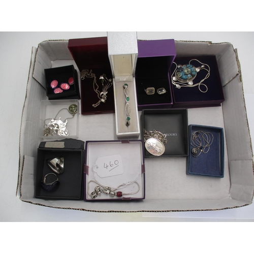 460 - Box of Silver and Other Jewellery Including a Pandora Bracelet