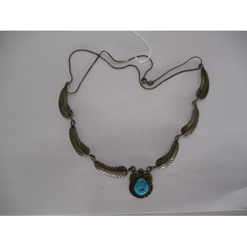 461 - Navajo Silver and Turquoise Pendant Necklace by L. Reeves