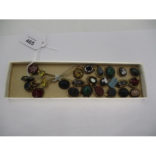 465 - Collection of Victorian Stick Pins and a Group of Stick Pin Heads with Pins Removed Mounted in Unmar... 