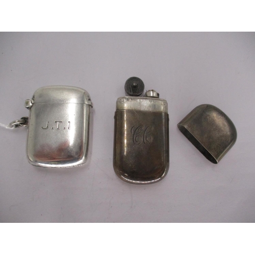 475 - Petrol Lighter in Silver Pull Off Case, Birmingham 1919, and a Silver Vesta Case, 1901 (2)