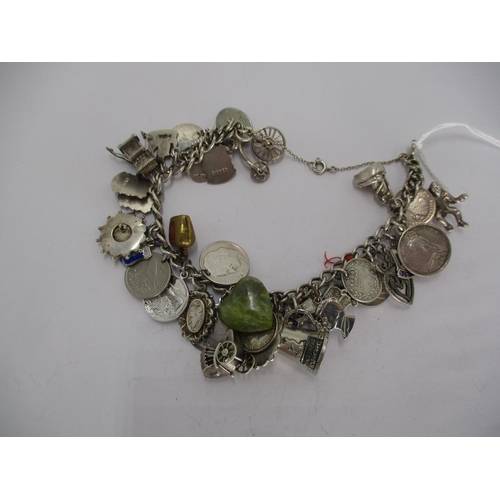 483 - Silver Charm Bracelet with Numerous Charms