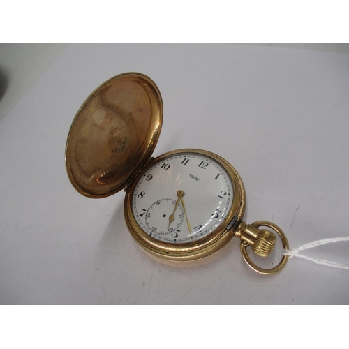 491 - Rolex Rolled Gold Hunter Cased Pocket Watch, White Enamel Dial with Arabic Numerals and Subsidiary S... 