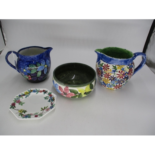 520 - Mary Ramsay Strathyre Pottery Jug, Bowl and Plate and Another Jug