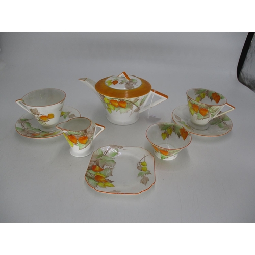 522 - Art Deco Shelley Porcelain 8 Piece Tea For Two Set, No. 12299