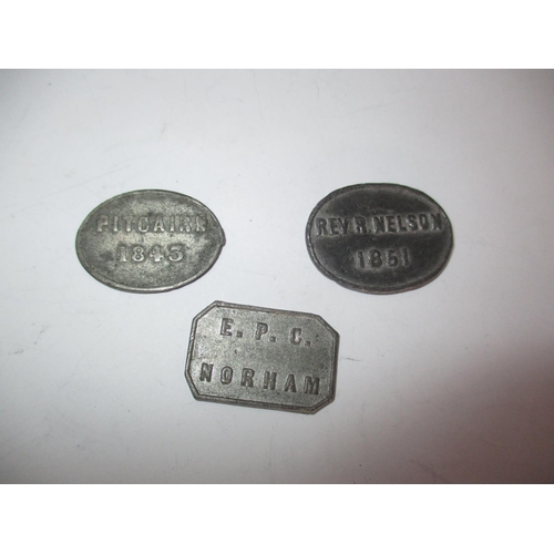 532 - Three Church Tokens, EPC Norham, Pitcairn 1843 and 1851