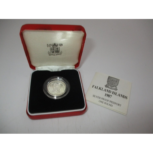 538 - Royal Mint Falkland Islands 1987 Silver Proof Piedfort One Pound