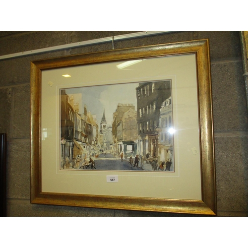 587 - Andrew Neilson, Watercolour, Dundee Street Scene, 27x37cm