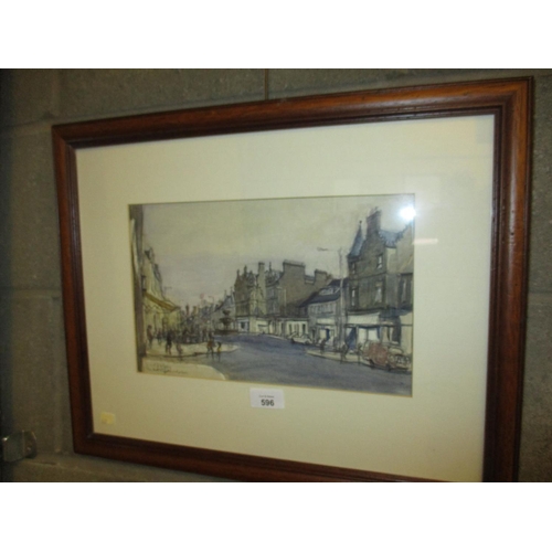 596 - Andrew Neilson, Watercolour, Market Street, St. Andrews, 20x31cm