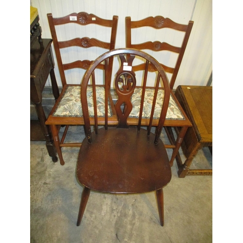 605 - Pair of Edwardian Bedroom Chair and an Ercol Chair