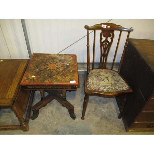 607 - 1920's Bedroom Chair and a Small Painted Table