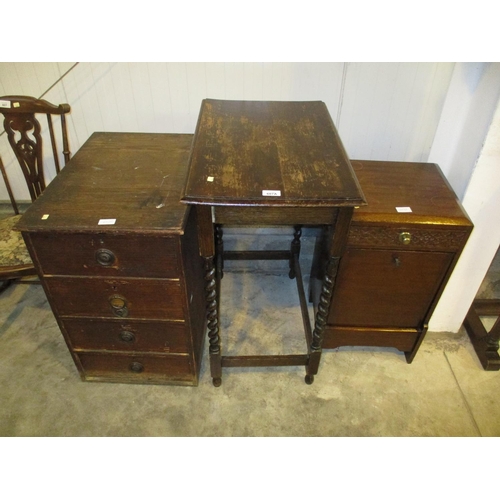 607A - Barley Twist Occasional Table, Small Chest of Drawers and a Purdonium