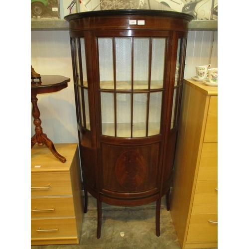 614 - Edwardian Inlaid Mahogany Bowfront Display Cabinet, 92cm