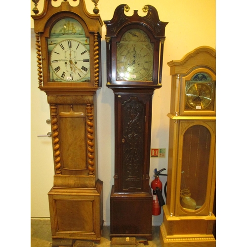 632 - Joseph Taylor Perth 8 Day Mahogany Longcase Clock having a Brass Arch Top Dial