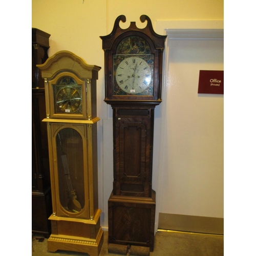 634 - J. Cameron Dundee 8 Day Mahogany Longcase Clock having as Painted Arch Top Dial