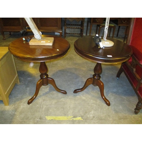 651 - Pair of Reproduction Mahogany Tripod Wine Tables