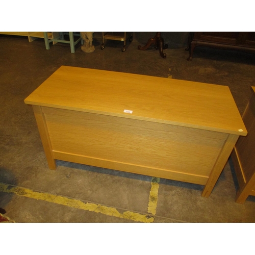 653 - Modern Oak Blanket Box, 102x43cm