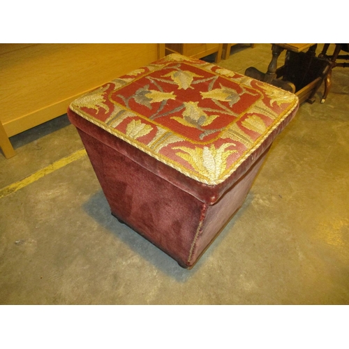 655 - Victorian Velvet and Tapestry Box Stool