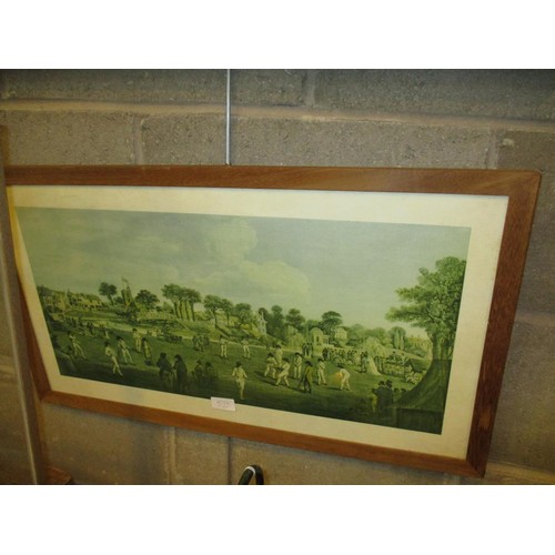 576 - Waldock 1956 Landscape Watercolour, along with a Cricket Print