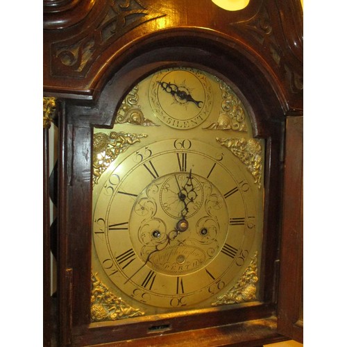 632 - Joseph Taylor Perth 8 Day Mahogany Longcase Clock having a Brass Arch Top Dial