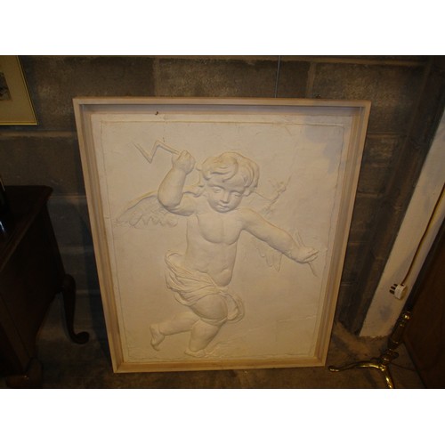 140 - Moulded Plaster Cherub Panel