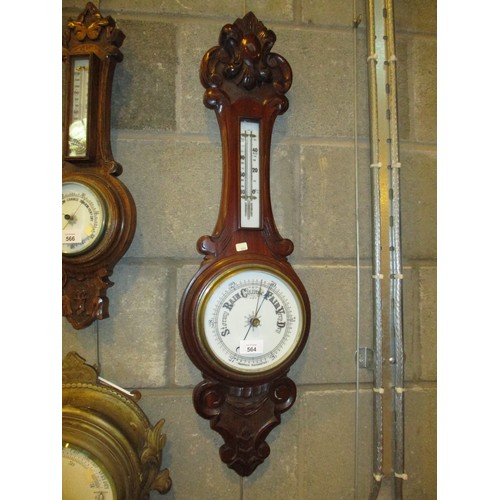 564 - Carved Mahogany Barometer