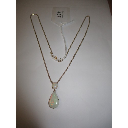 437 - 9ct Gold Two Stone Opal Necklace, 6.29g