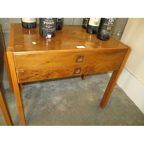 679 - Pair of Yew Wood Chests of 7 Drawers and Pair of Bedside Table all with Brass Recessed Handles, 70 a... 