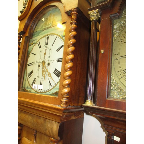 631 - George Lumsden Pittenweem 8 Day Mahogany Longcase Clock having a Painted Arch Top Dial