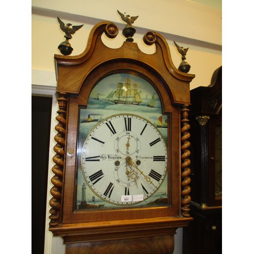 631 - George Lumsden Pittenweem 8 Day Mahogany Longcase Clock having a Painted Arch Top Dial