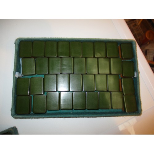 341 - Cased Mah Jong Set Containing 148 2 Colour Bakelite Tiles and Various Counters