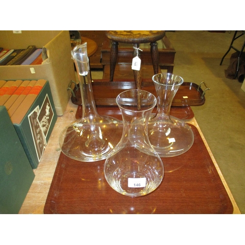 146 - Peugeot Glass Decanter, Oberglas Carafe and Another