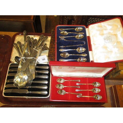 165 - Cased Set of 6 Silver Handle Tea Knives and Other Cutlery