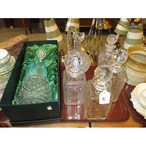 187 - Galway Irish Crystal Decanter, 4 Others and a Wine Jug